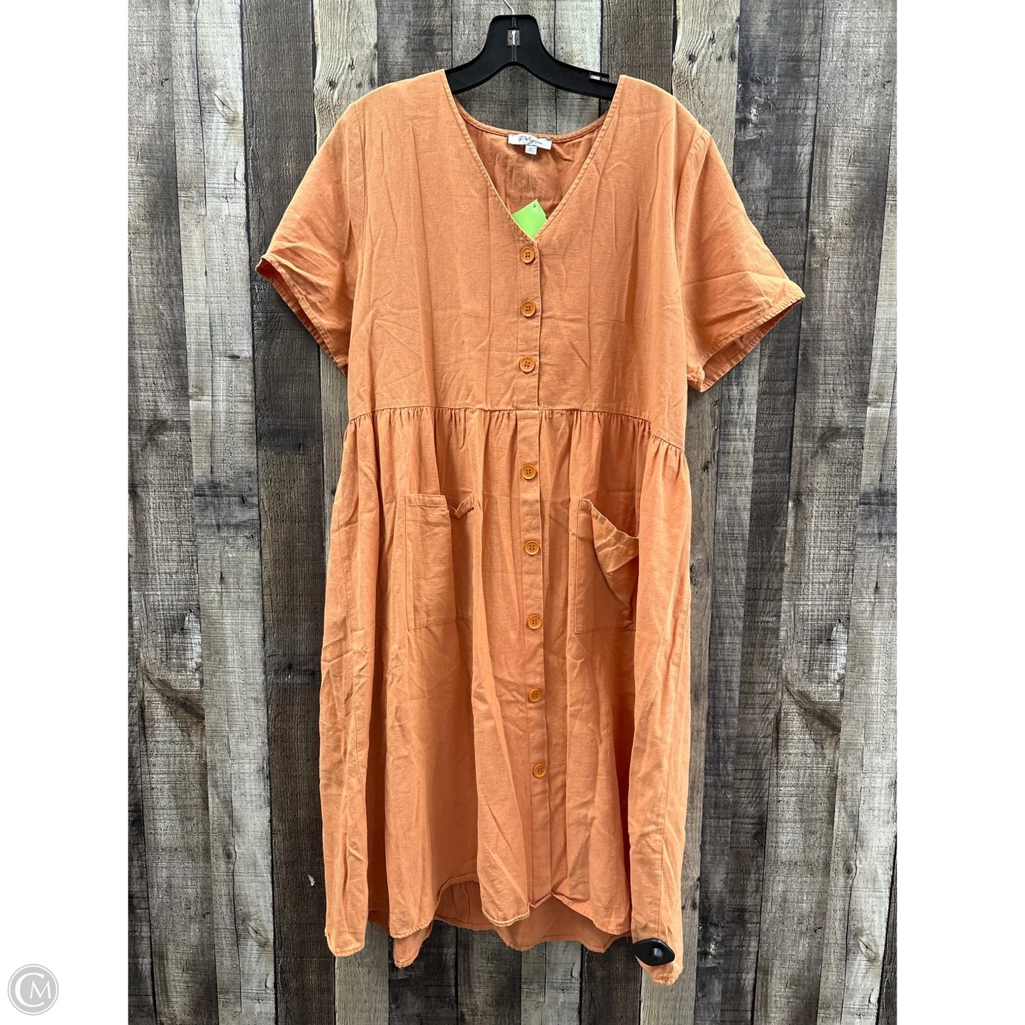 Dress Casual Midi By Polygram In Orange, Size: Xl