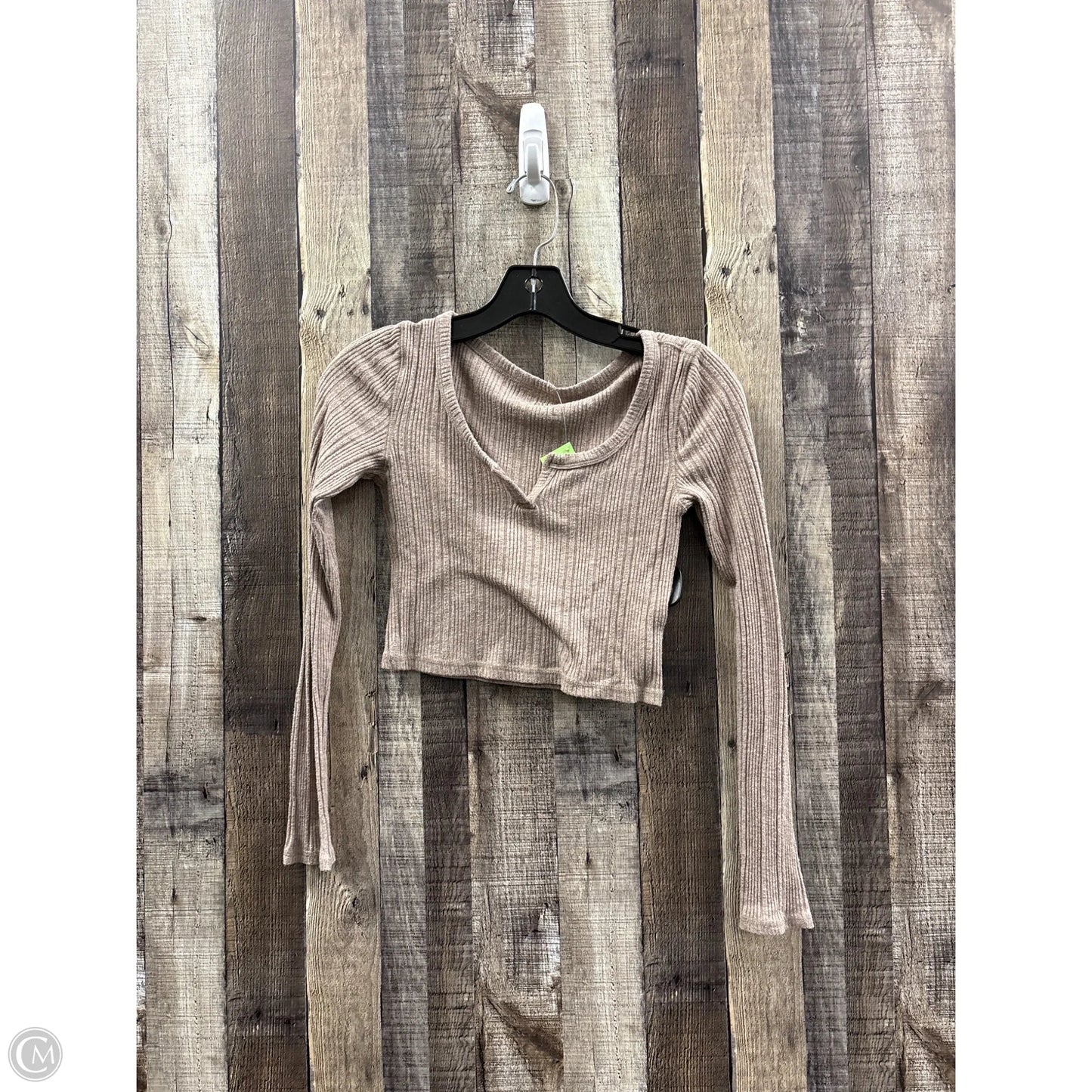 Top Long Sleeve By Cme In Tan, Size: S