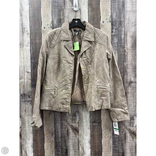Jacket Moto By Alfani In Tan, Size: Lp