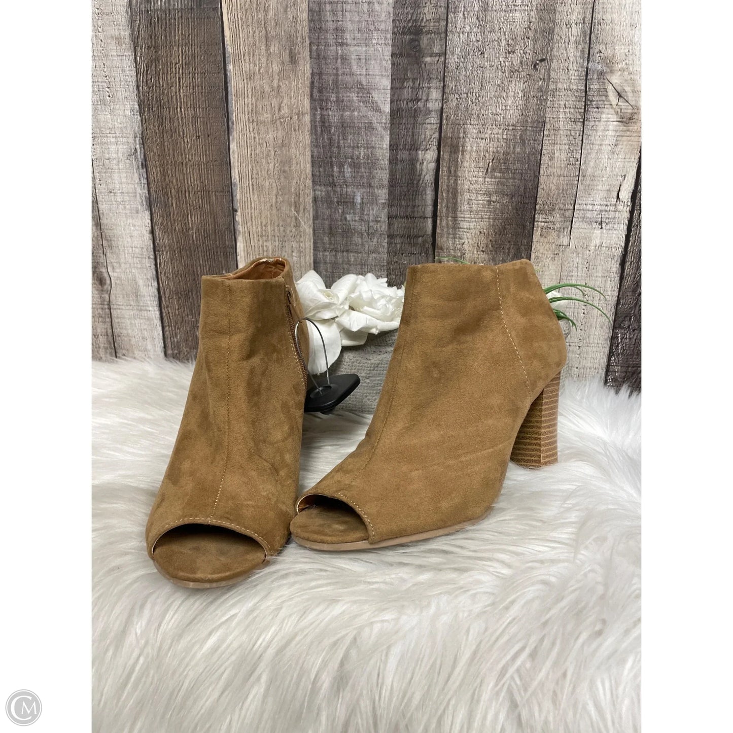 Boots Ankle Heels By Qupid In Tan, Size: 6.5