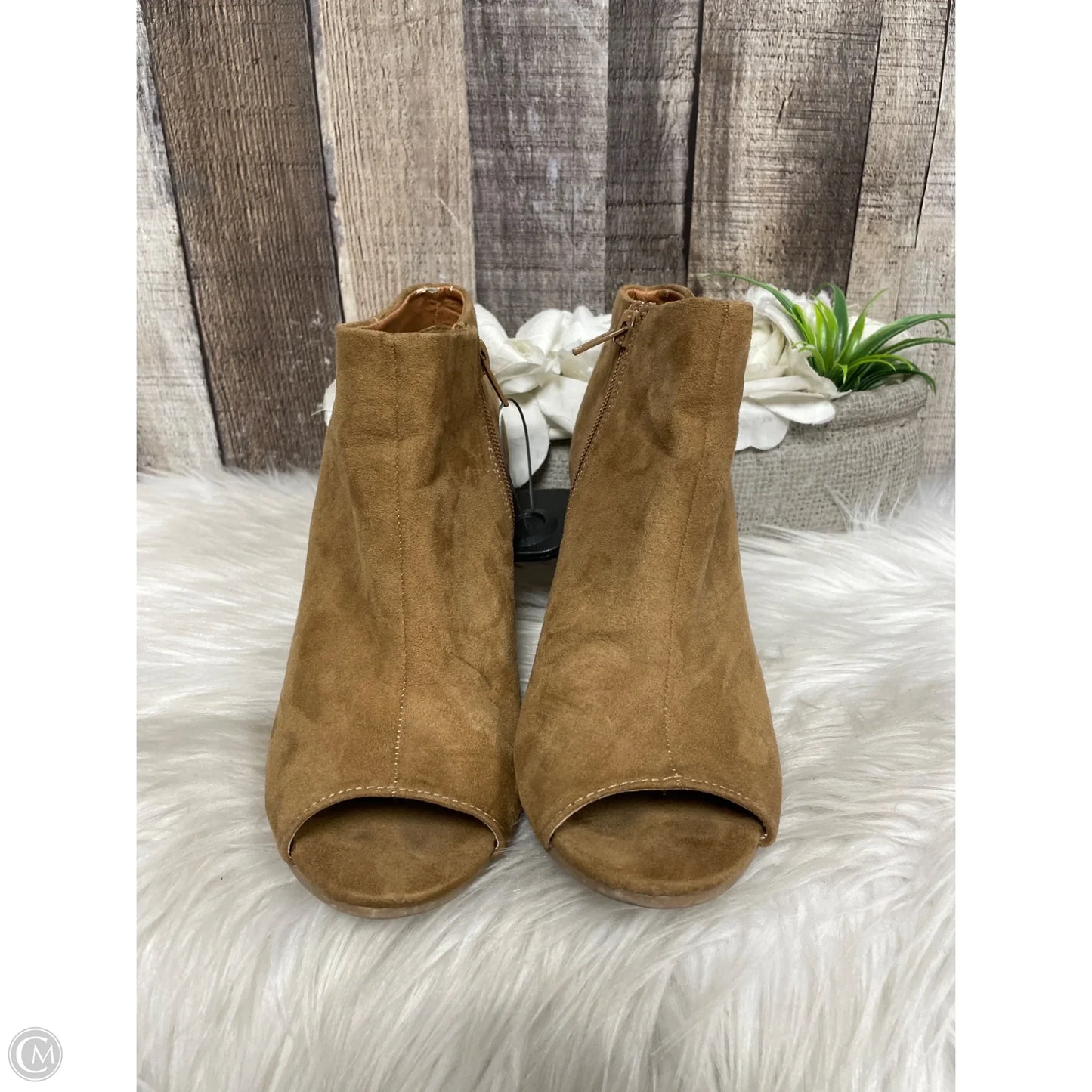 Boots Ankle Heels By Qupid In Tan, Size: 6.5
