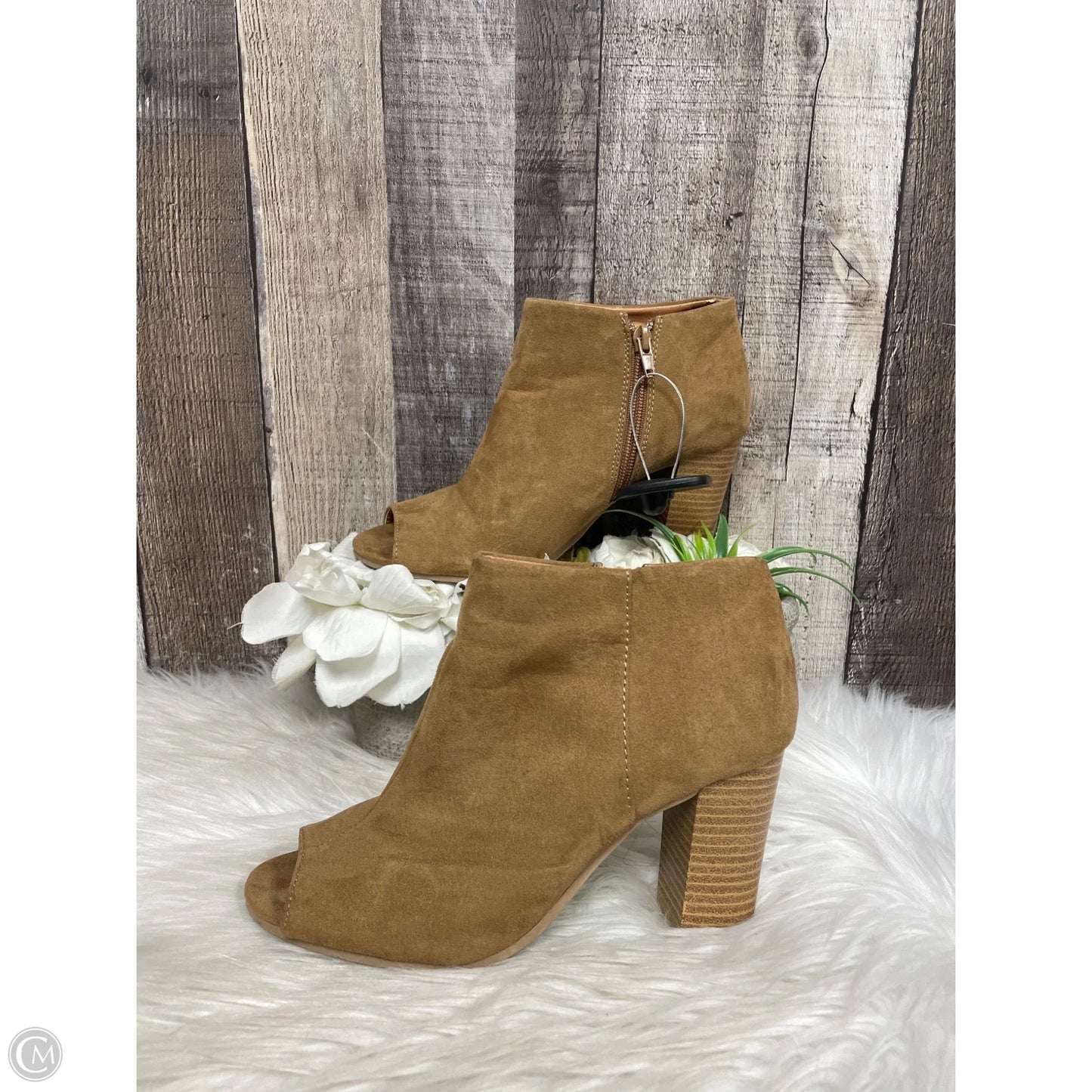 Boots Ankle Heels By Qupid In Tan, Size: 6.5