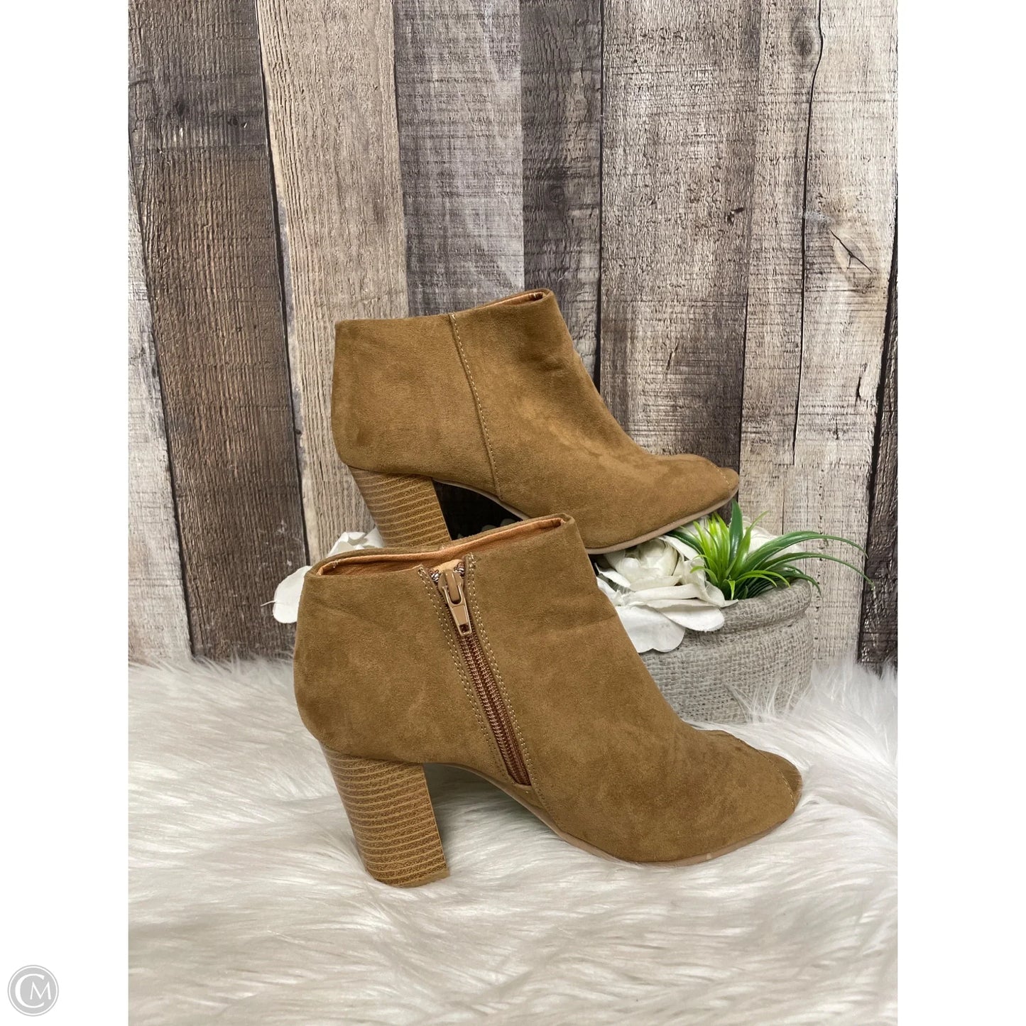 Boots Ankle Heels By Qupid In Tan, Size: 6.5