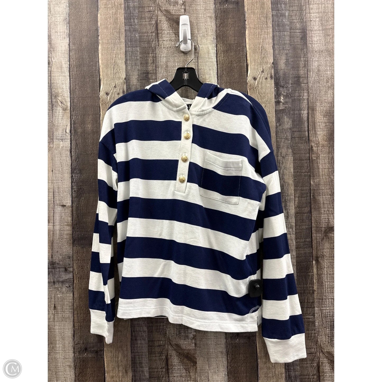 Top Long Sleeve By J. Crew In Blue & White, Size: M