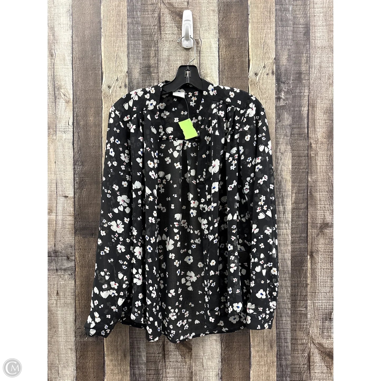 Top Long Sleeve By Cabi In Black & White, Size: M