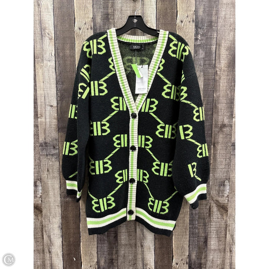 Sweater Cardigan By Akira In Black & Green, Size: S