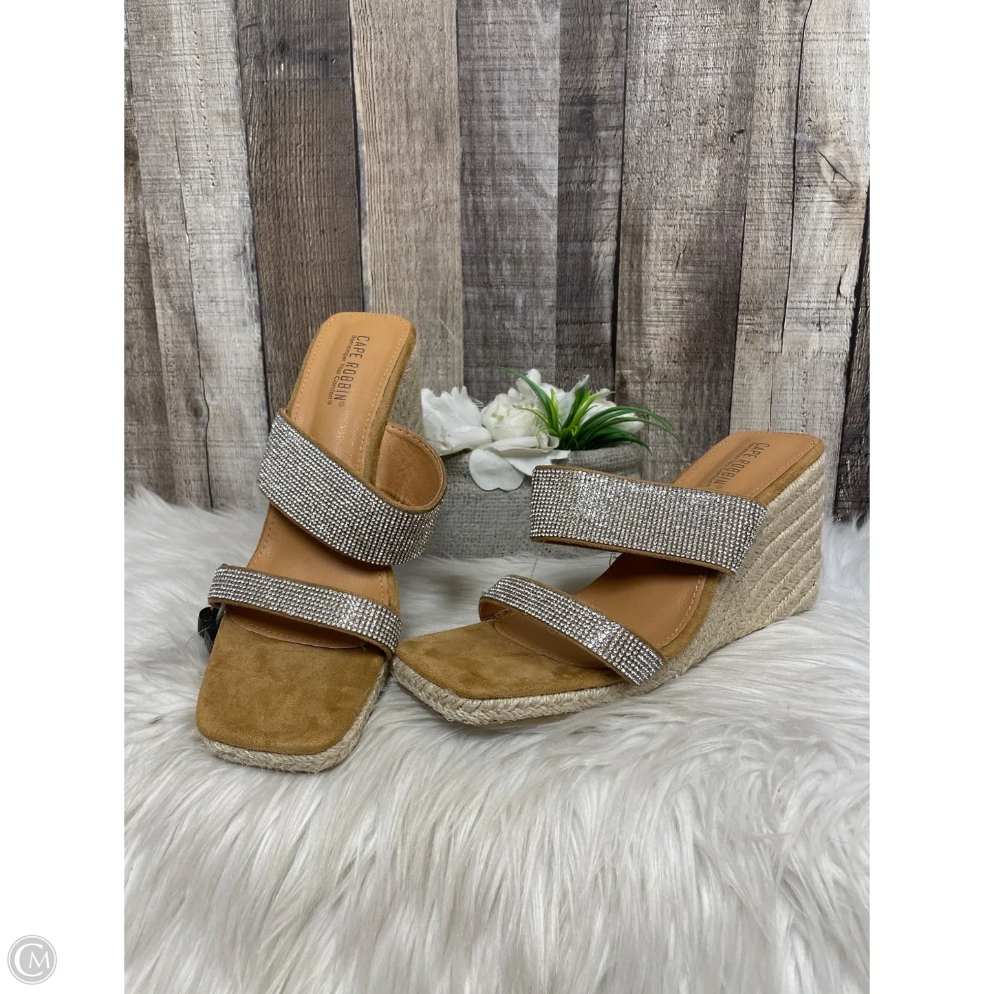 Sandals Heels Wedge By Cape Robbin In Silver, Size: 10