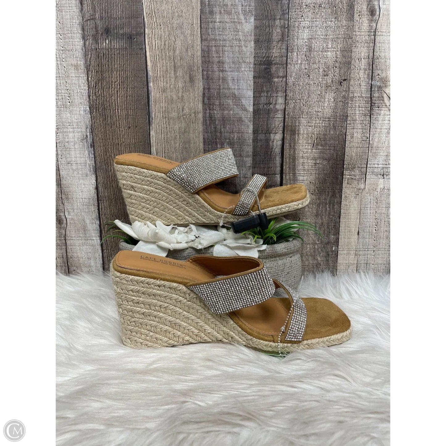Sandals Heels Wedge By Cape Robbin In Silver, Size: 10