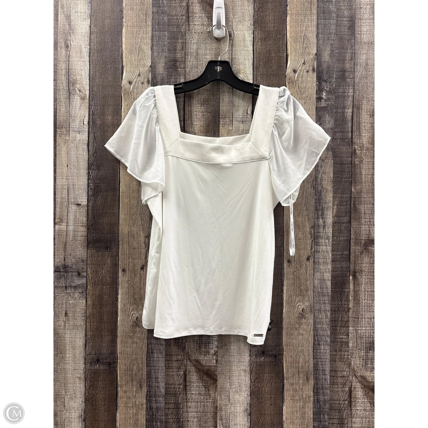 Top Short Sleeve By Calvin Klein In White, Size: S