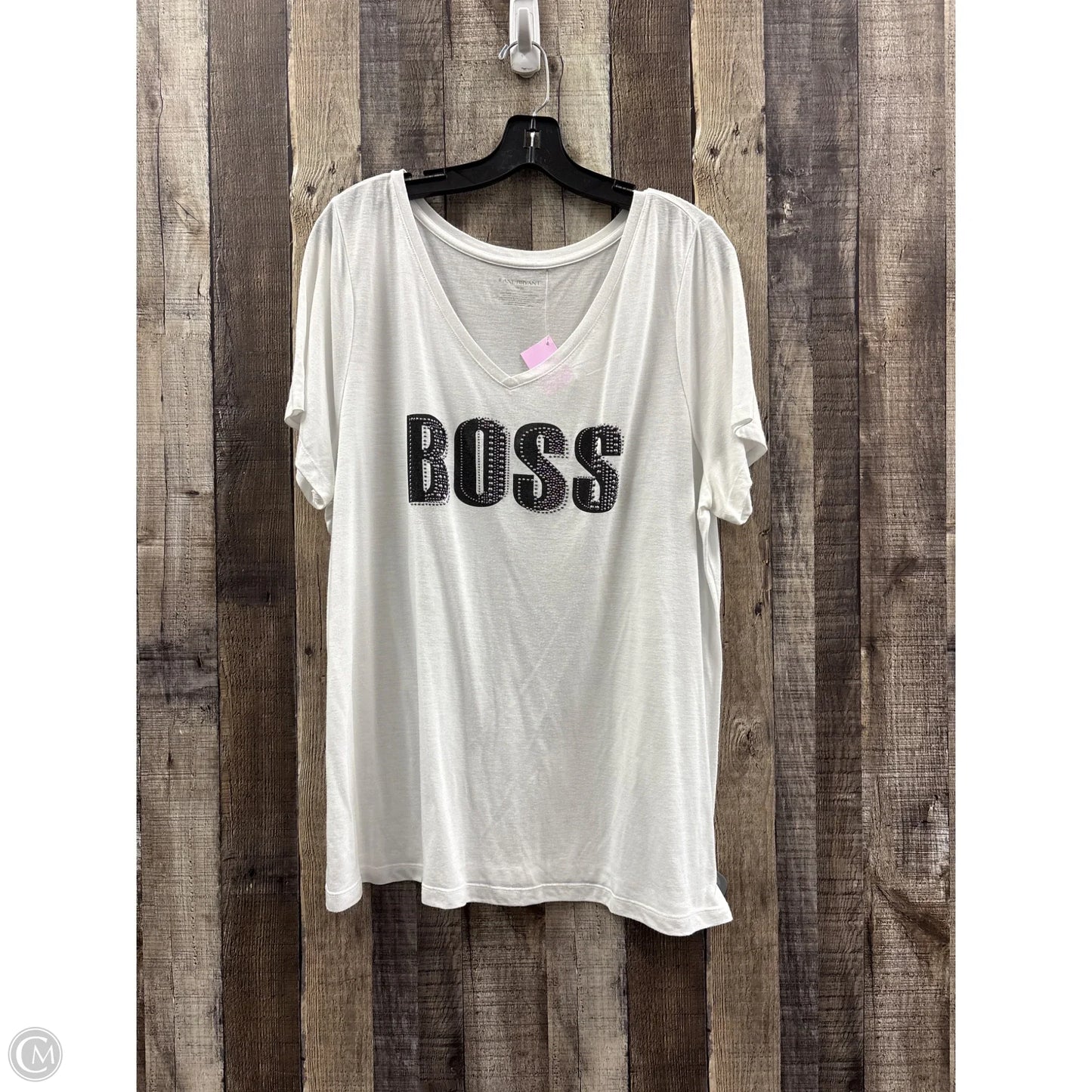 Top Short Sleeve By Lane Bryant In White, Size: 1x