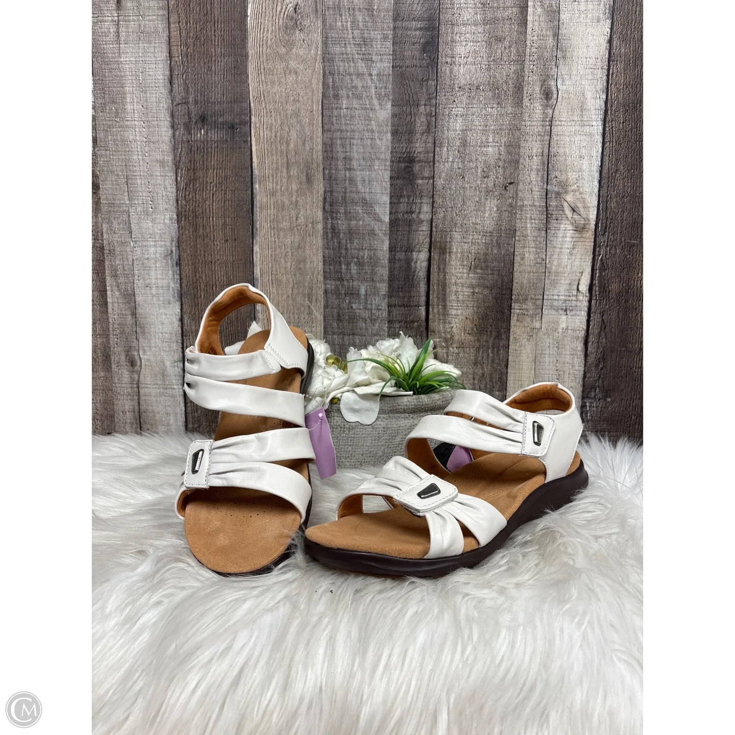 Sandals Flats By Clarks In Cream, Size: 9