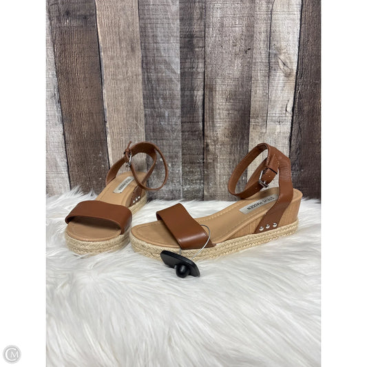 Sandals Heels Wedge By Steve Madden In Brown, Size: 8.5