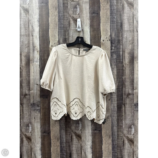 Top Short Sleeve By Adrianna Papell In Tan, Size: Xl