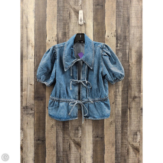 Top Short Sleeve By American Eagle In Blue Denim, Size: M