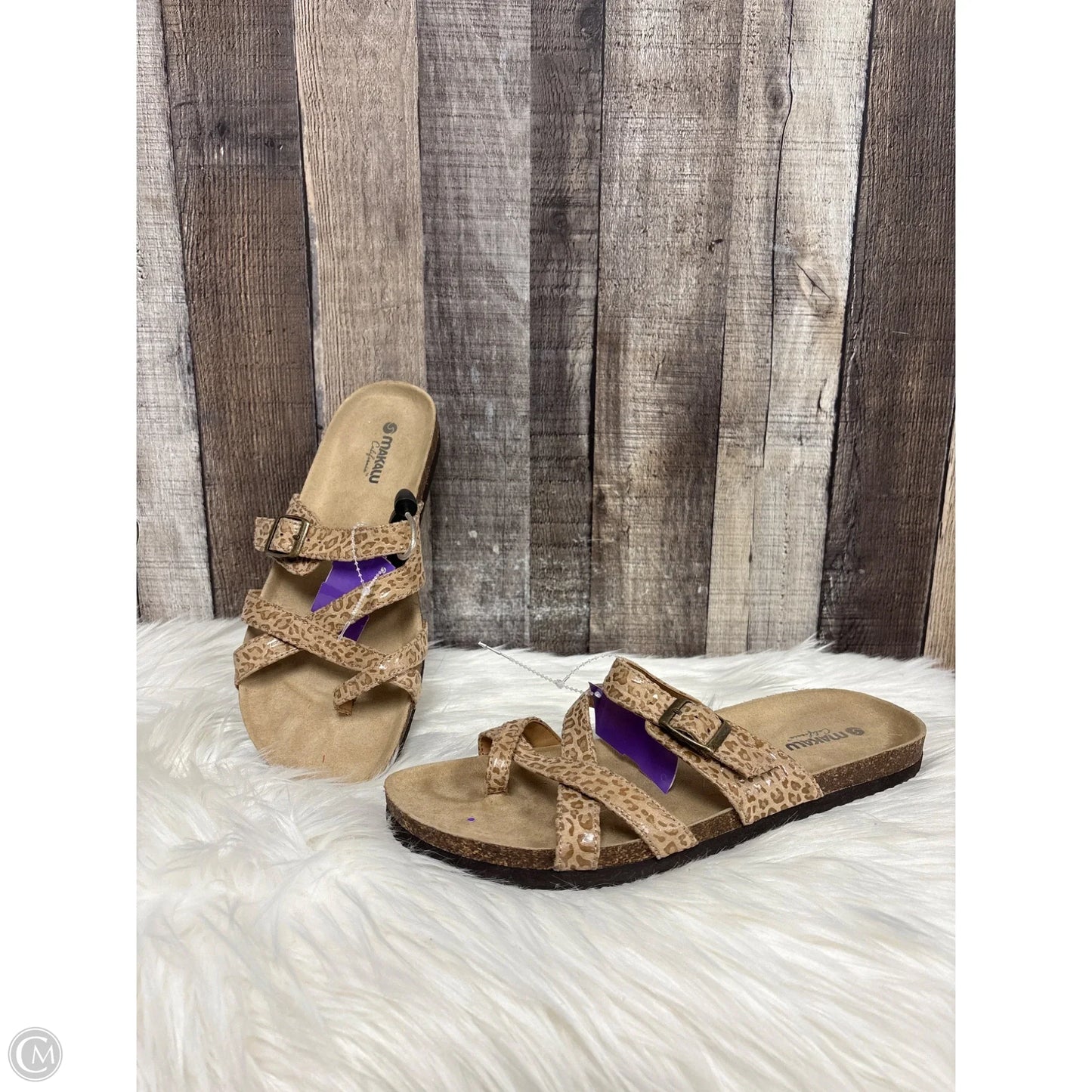 Sandals Flats By Cme In Animal Print, Size: 10