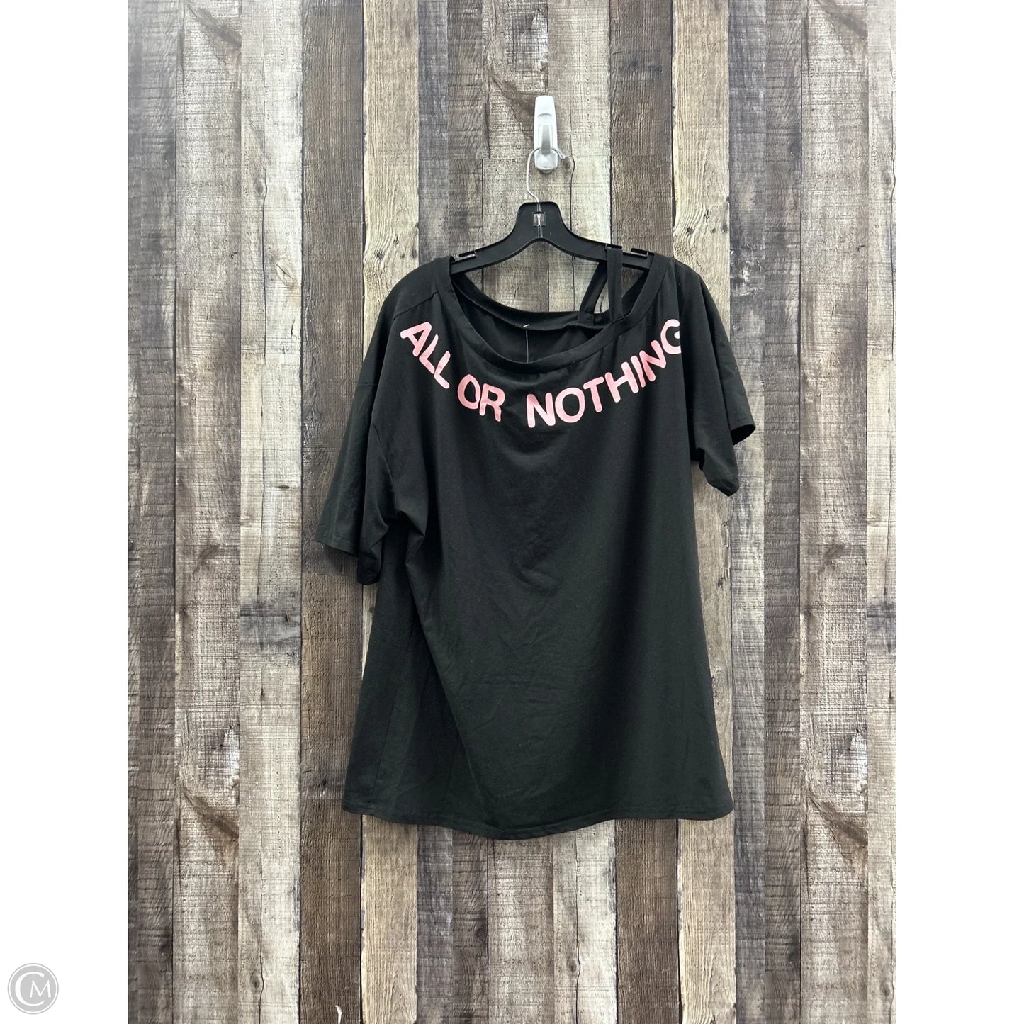 Tunic Short Sleeve By Shein In Black & Pink, Size: Xl