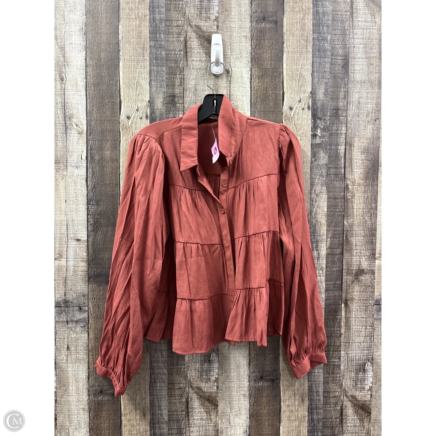 Top Long Sleeve By Mon Ami In Brown, Size: L