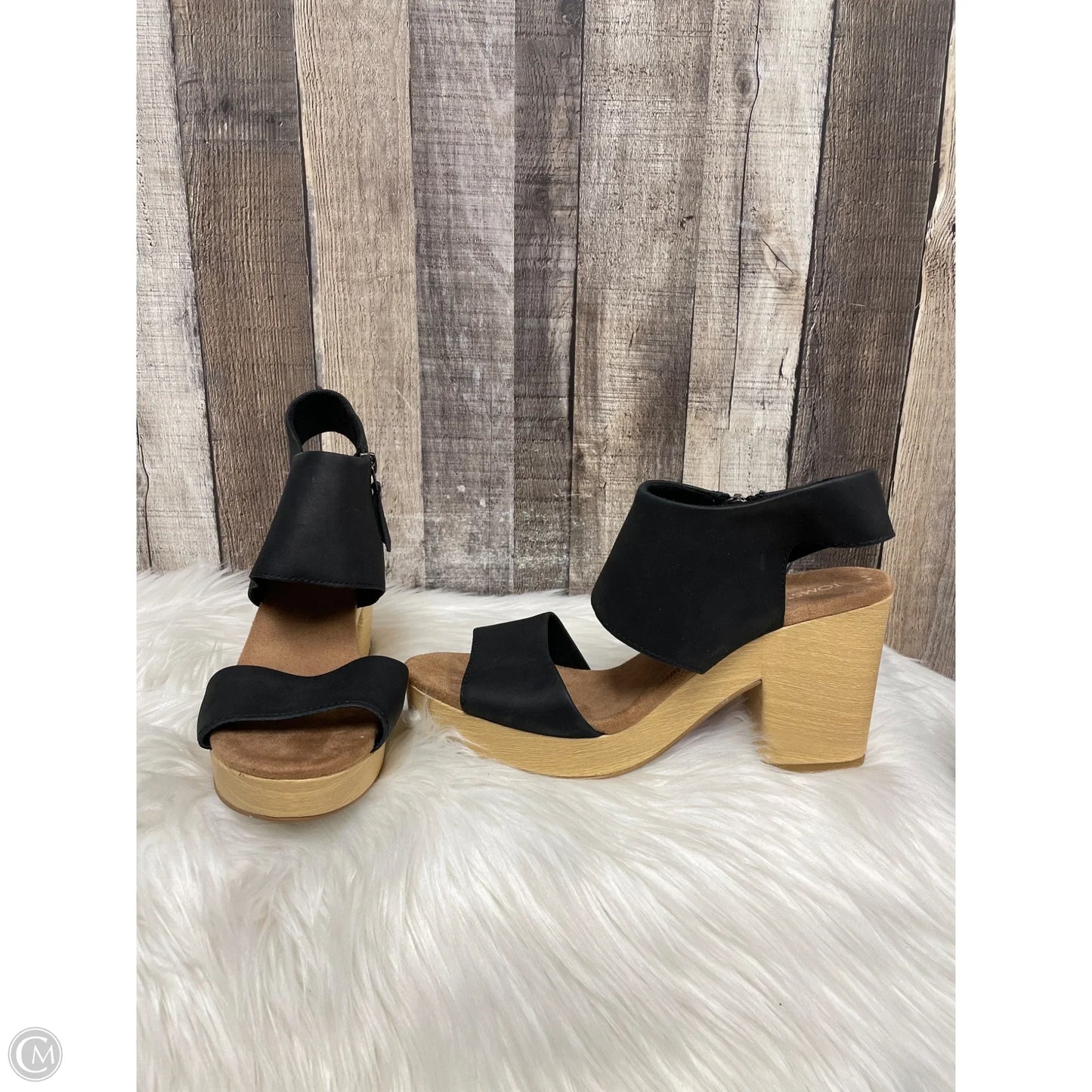 Sandals Heels Block By Toms In Black & Tan, Size: 10