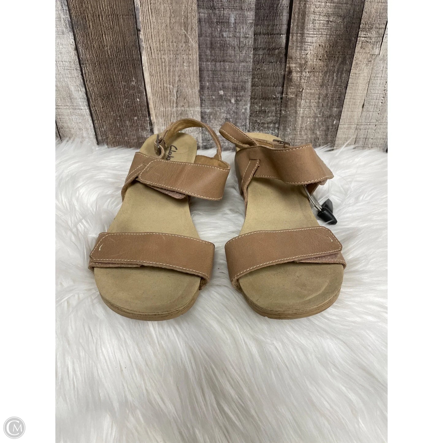 Sandals Heels Wedge By Clarks In Tan, Size: 11