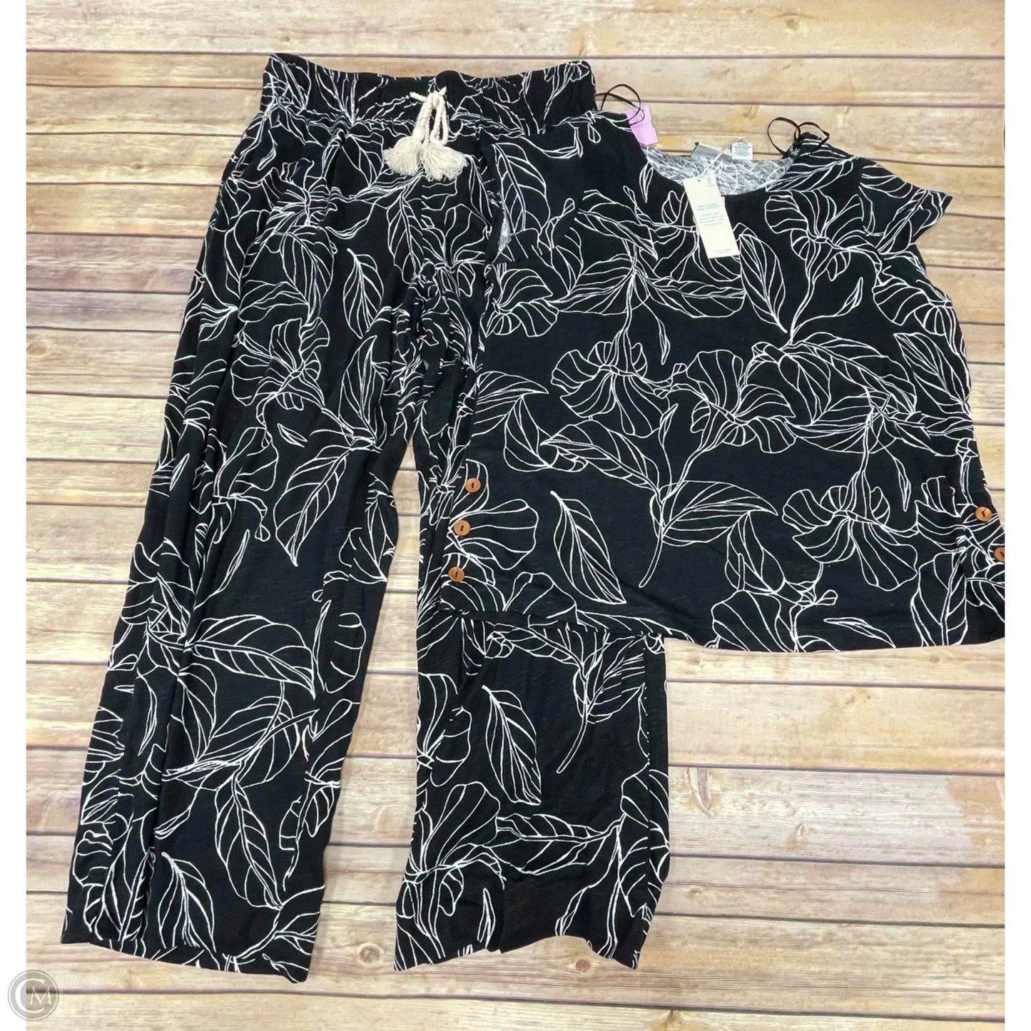 Pants Set 2pc By Calypso St Barth In Black & White, Size: L