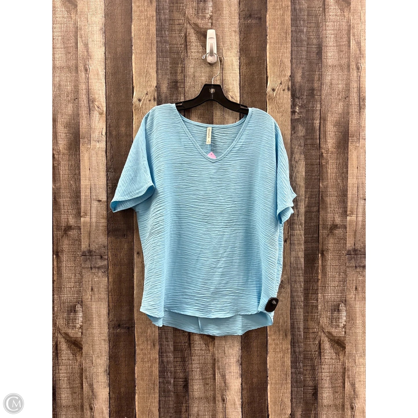 Top Short Sleeve By Zenana In Blue, Size: S