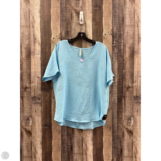 Top Short Sleeve By Zenana In Blue, Size: S