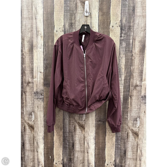 Athletic Jacket By Fabletics In Maroon, Size: L