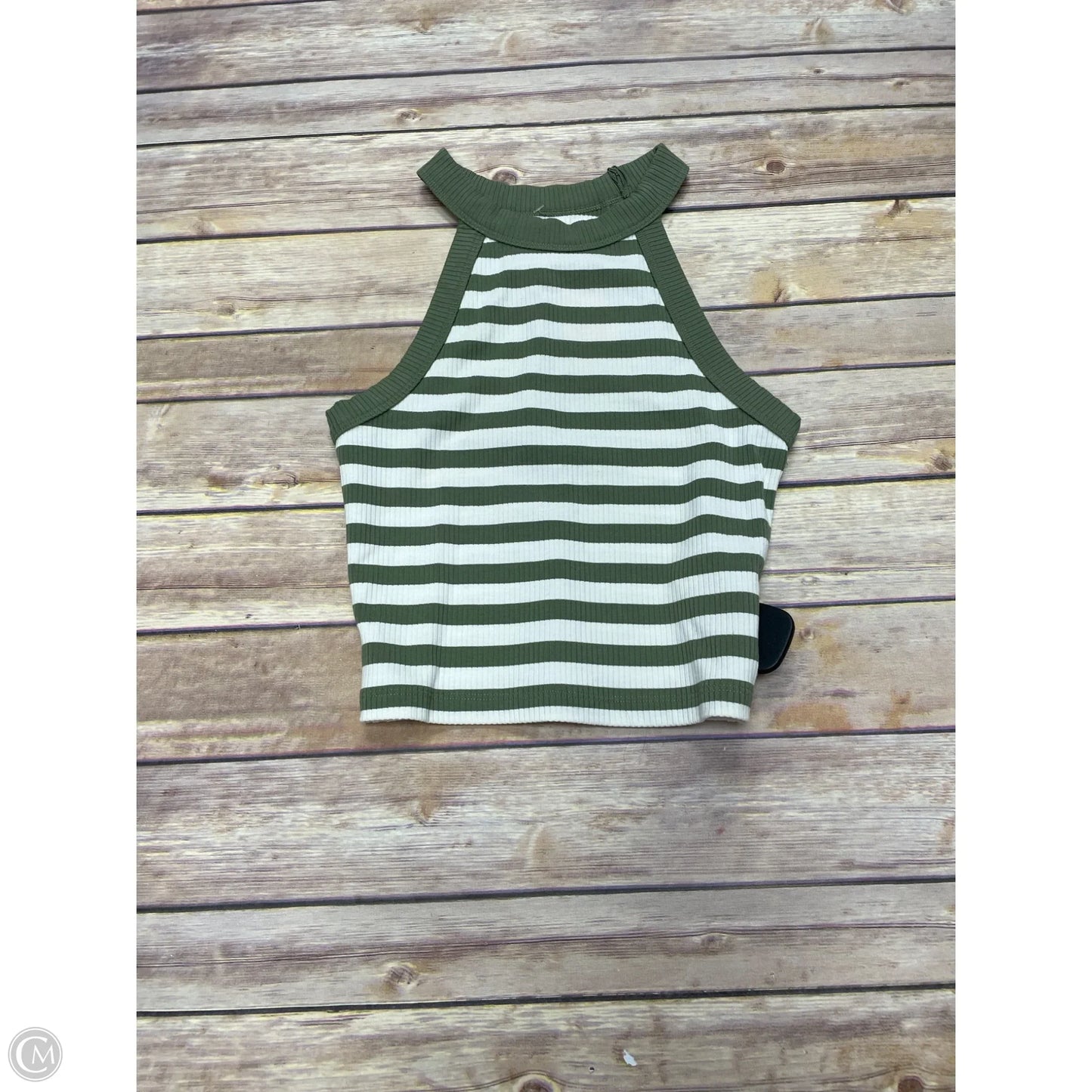 Top Sleeveless By American Eagle In Green & White, Size: Xs