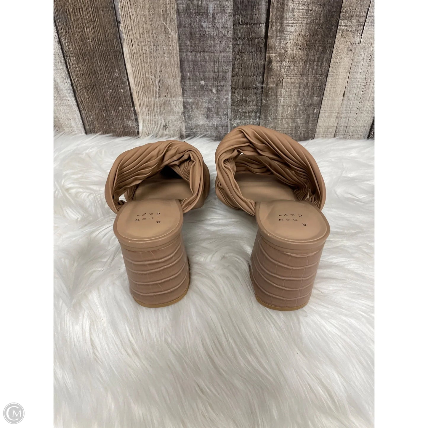 Sandals Heels Block By A New Day In Tan, Size: 9