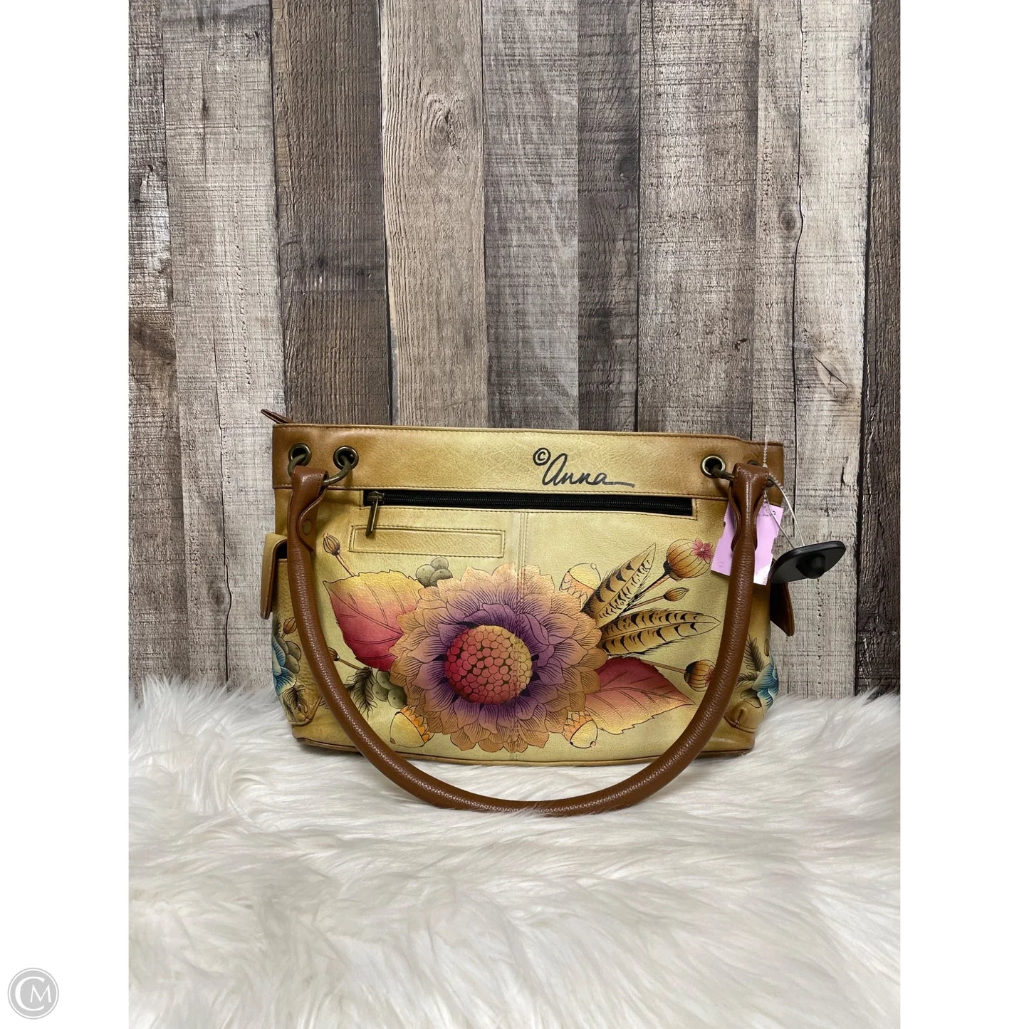 Handbag Leather By Anna, Size: Medium
