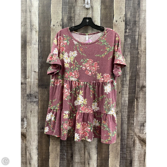 Top Short Sleeve By Cme In Mauve, Size: L