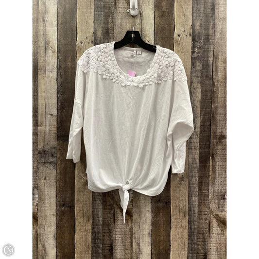 Top 3/4 Sleeve By Elle In White, Size: M