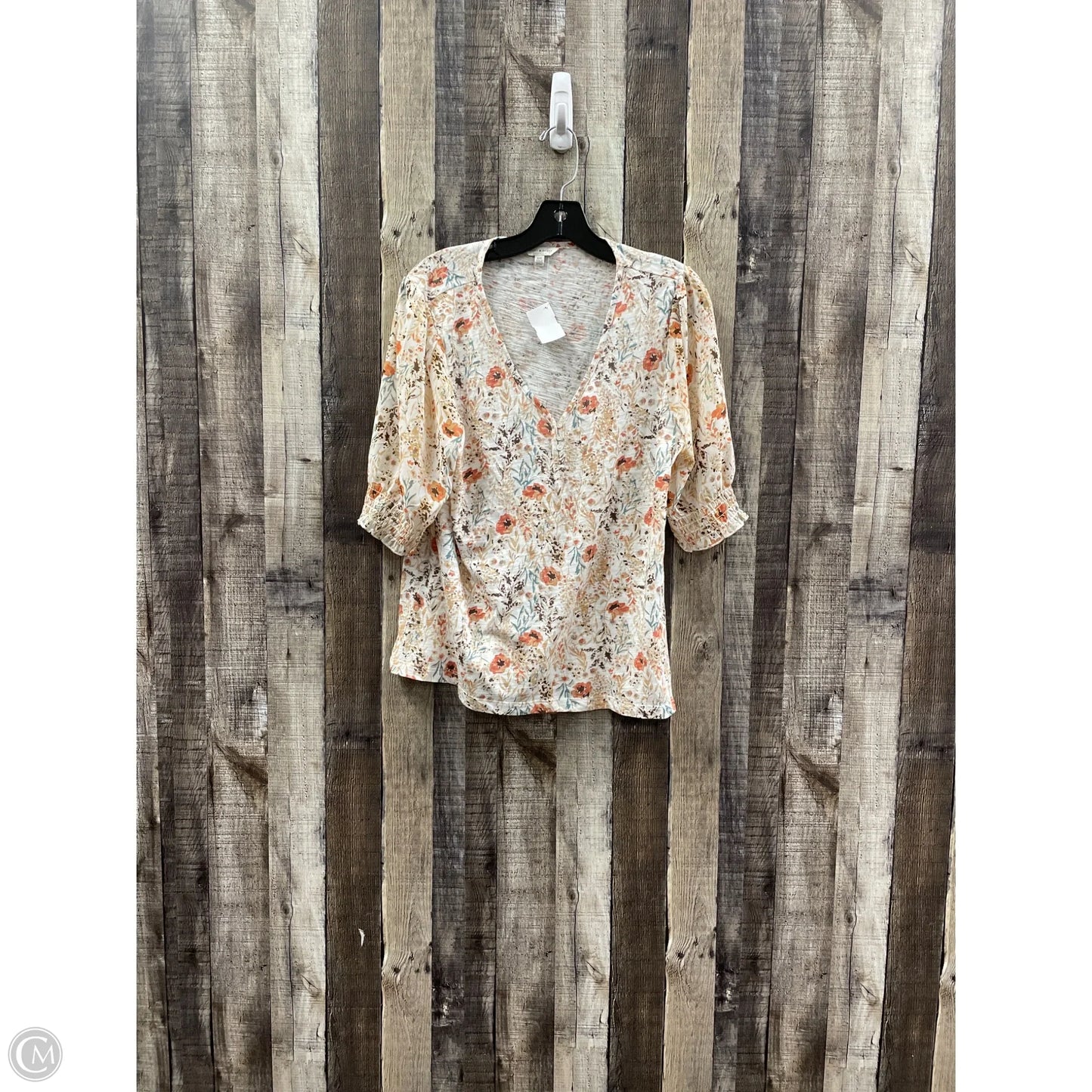 Top Short Sleeve By Lucky Brand In Floral Print, Size: M