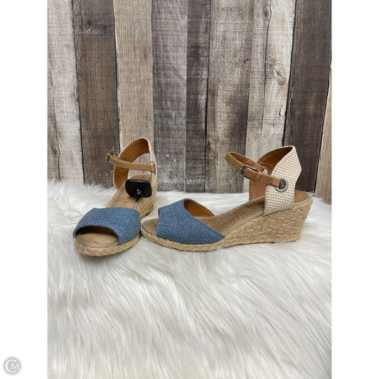 Sandals Heels Wedge By Lucky Brand In Blue, Size: 6.5