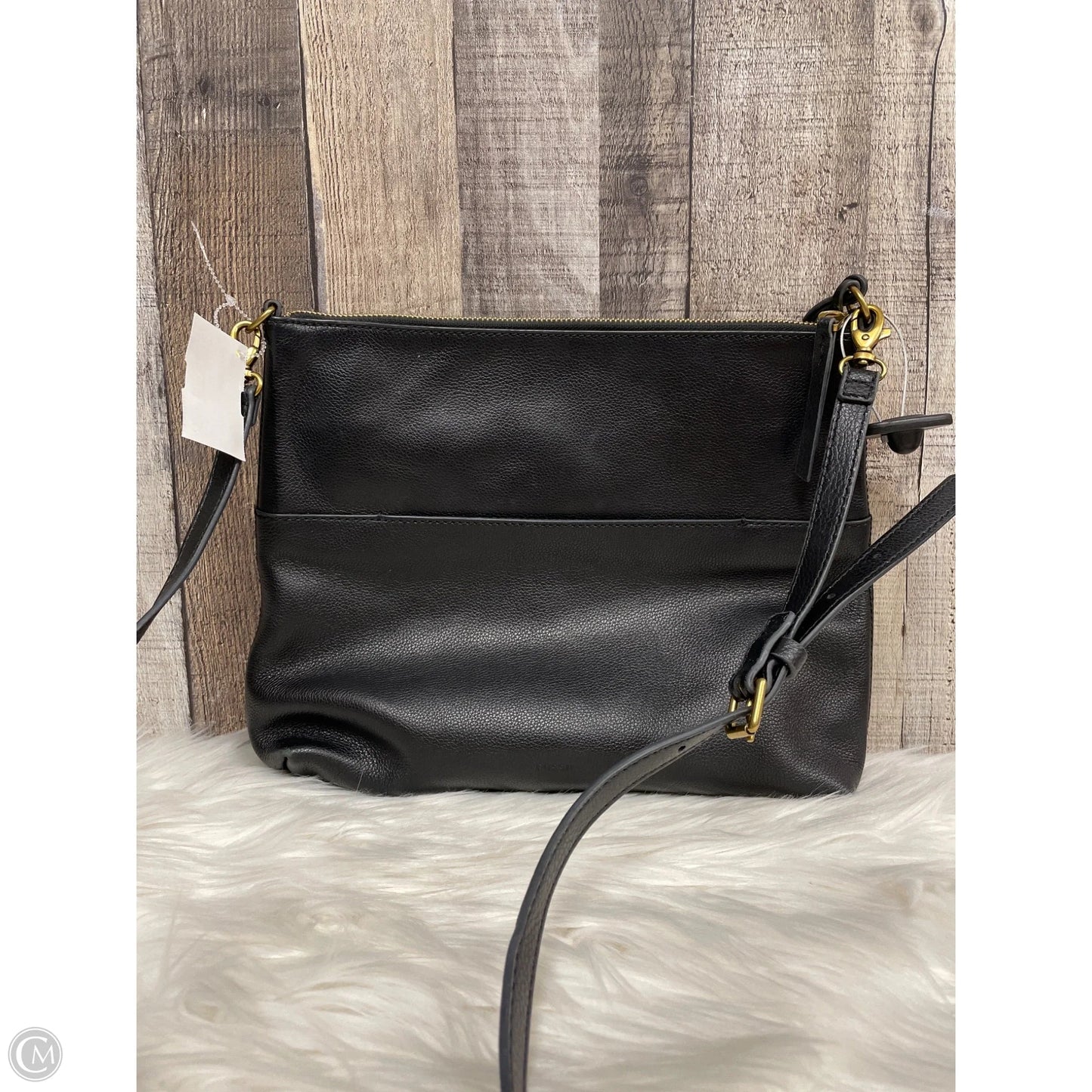 Handbag Leather By Fossil, Size: Medium