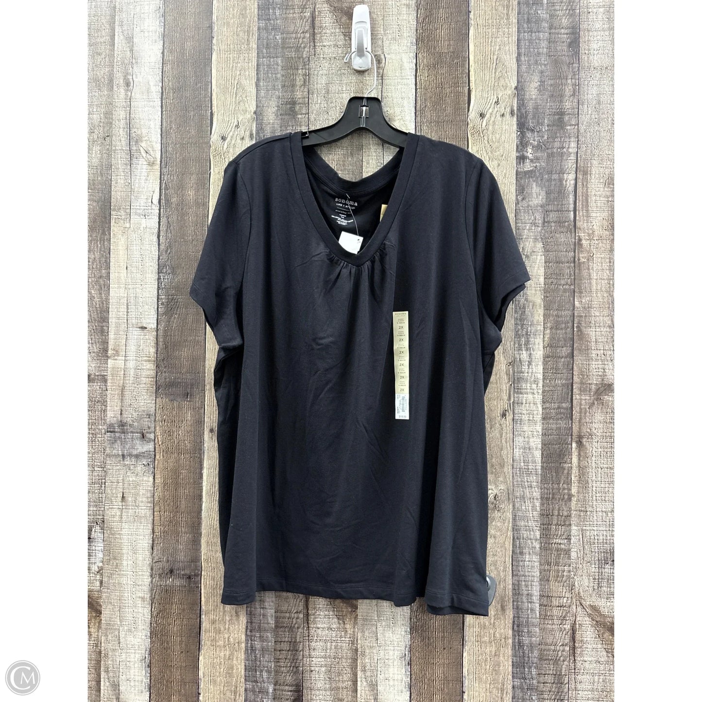 Top Short Sleeve By Sonoma In Black, Size: 2x