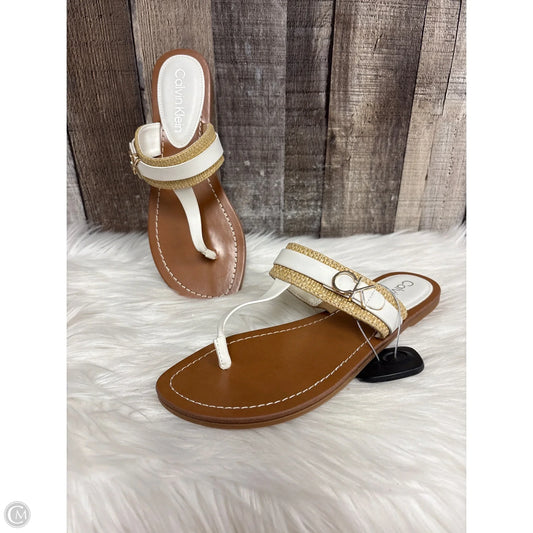 Sandals Flats By Calvin Klein In Ivory, Size: 7.5