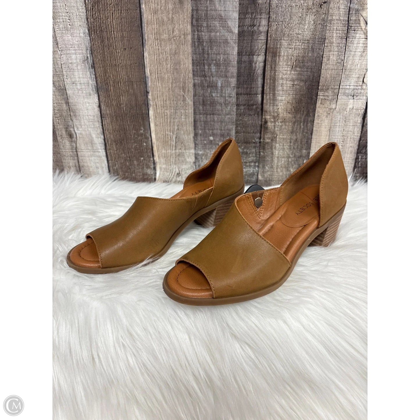 Sandals Heels Block By Sole Society In Tan, Size: 8