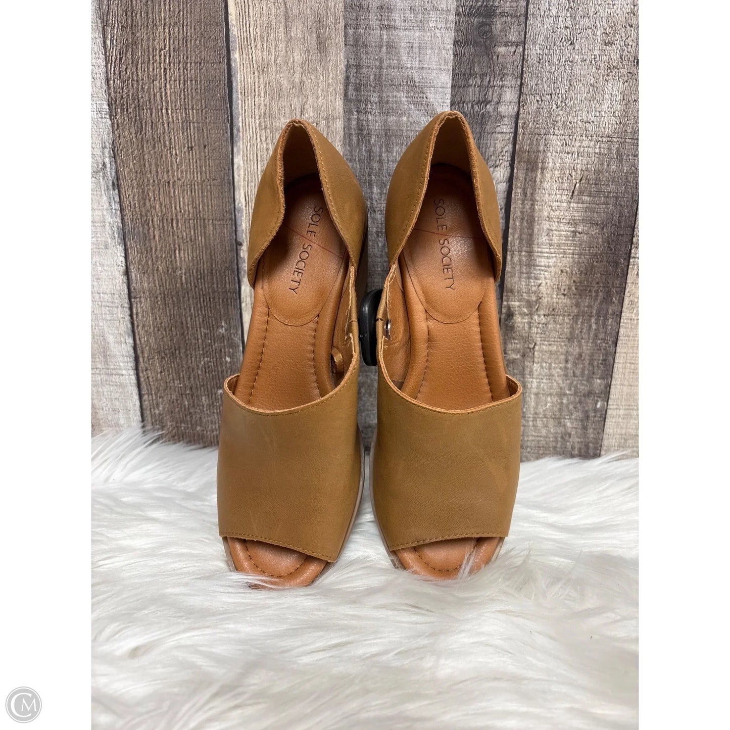 Sandals Heels Block By Sole Society In Tan, Size: 8