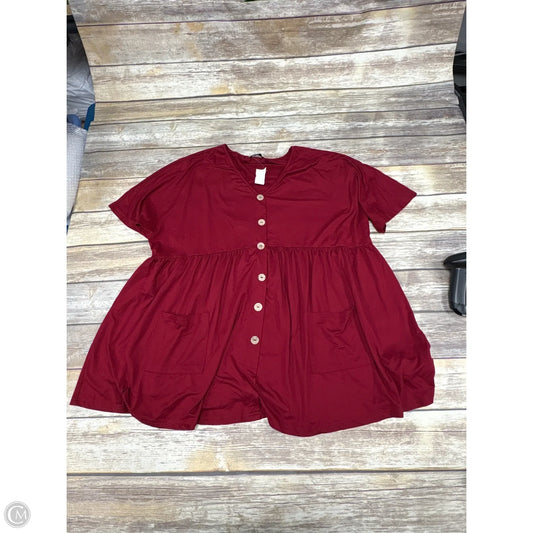 Top Short Sleeve By Shein In Maroon, Size: 2x