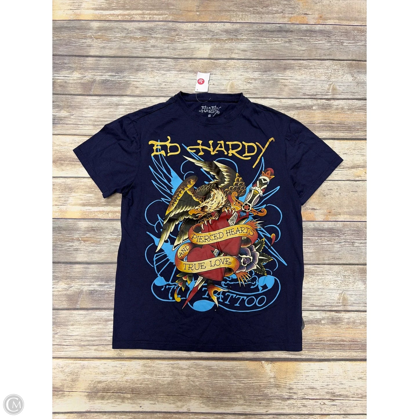 Top Short Sleeve By Ed Hardy In Blue, Size: S