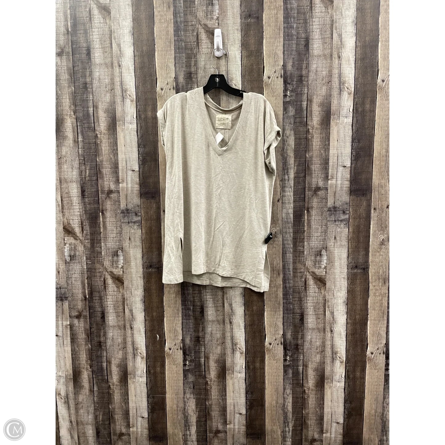 Top Short Sleeve By Loft In Tan, Size: M
