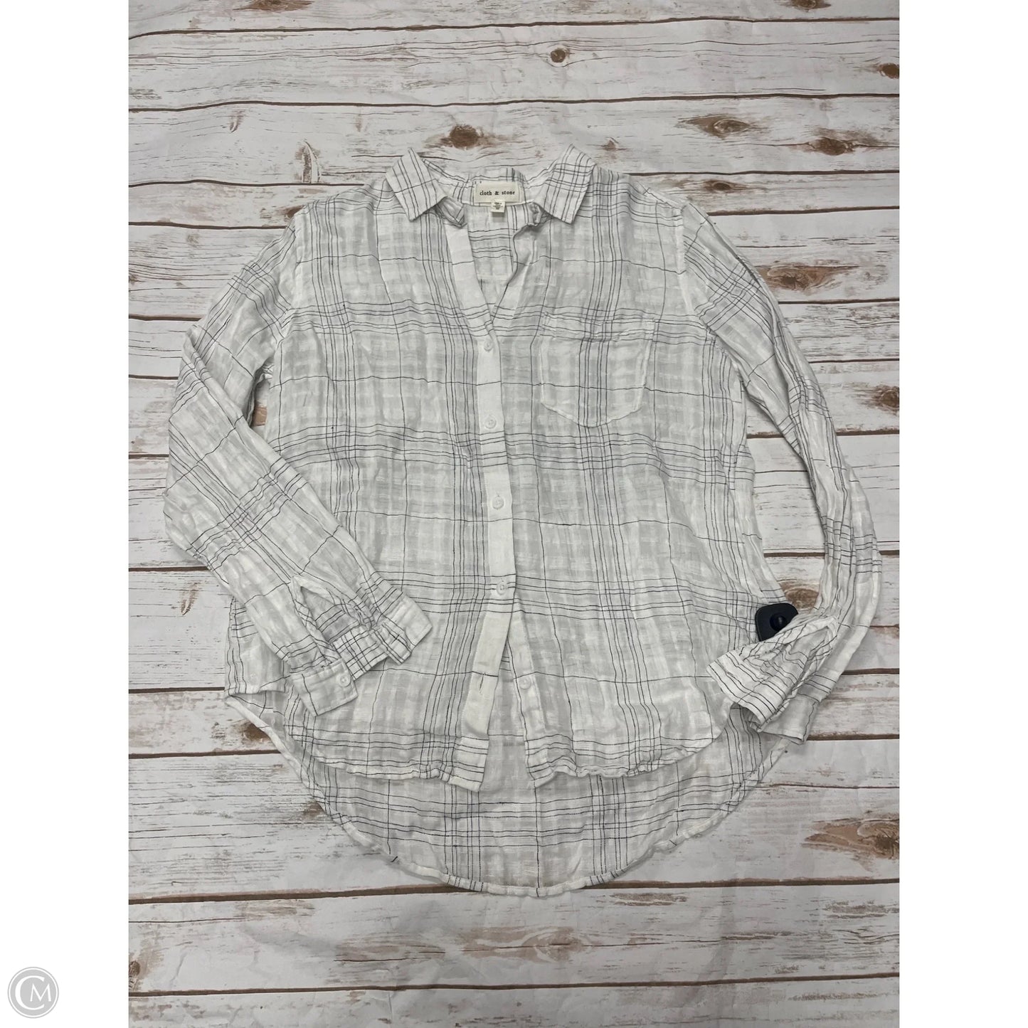 Top Long Sleeve By Cloth & Stone In Black & White, Size: M