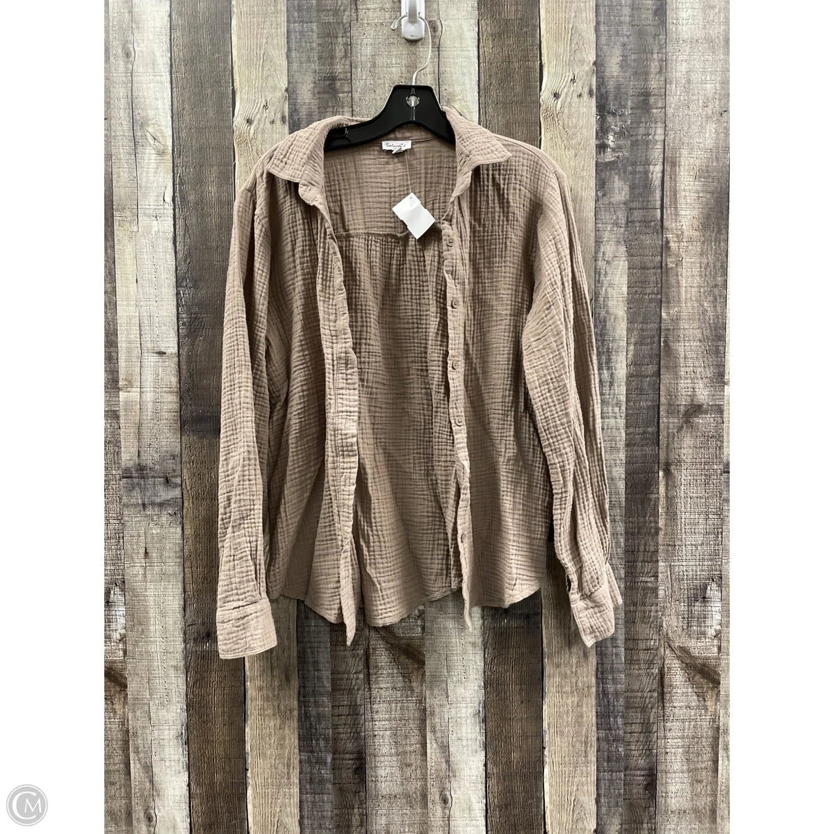 Top Long Sleeve By Splendid In Taupe, Size: S