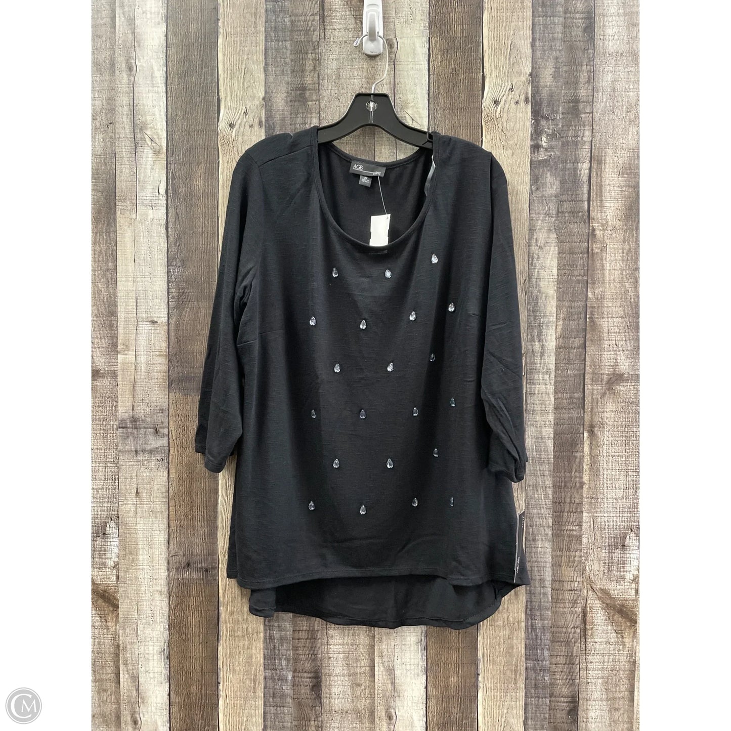 Top 3/4 Sleeve By Agb In Black, Size: 3x
