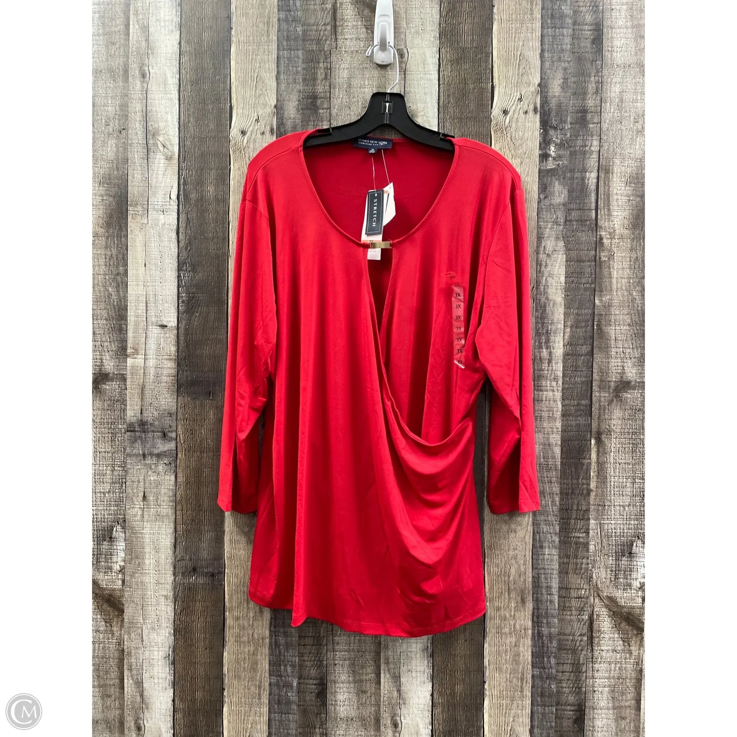 Top Long Sleeve By Jones New York In Red, Size: 3x