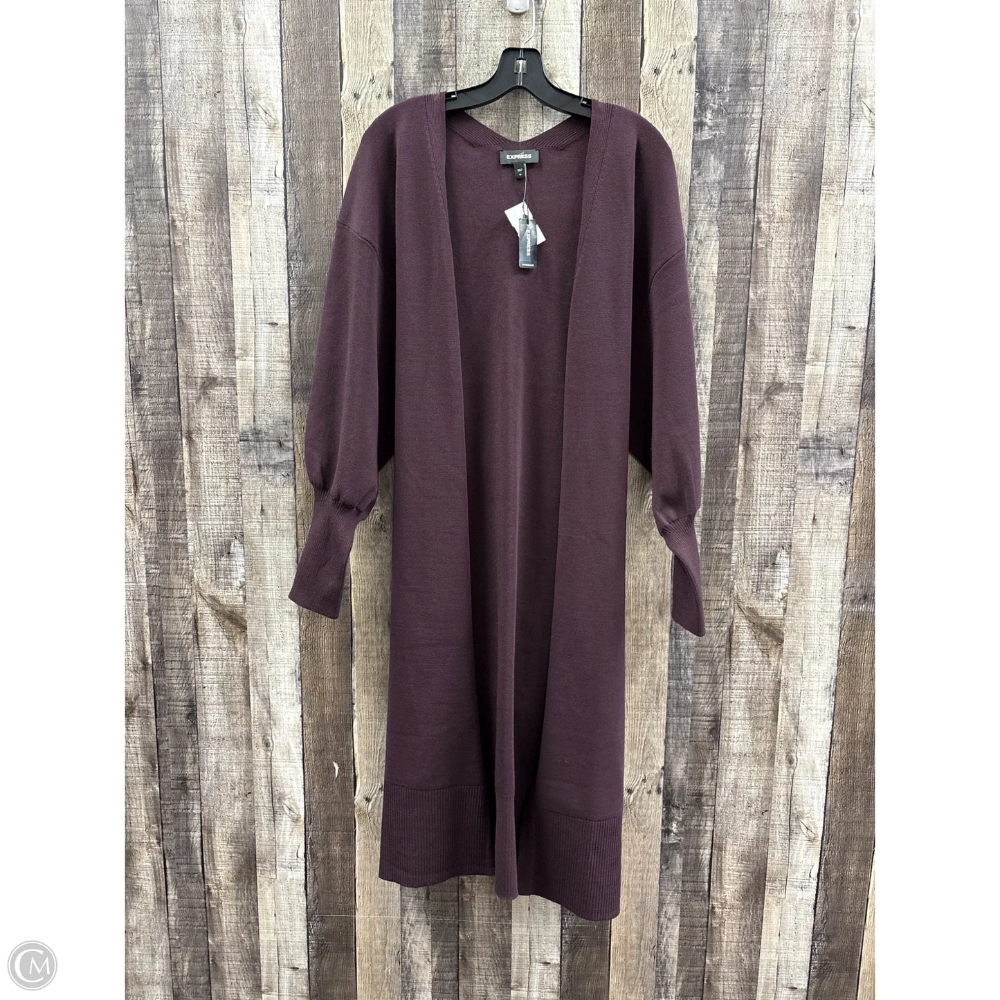 Cardigan By Express In Maroon, Size: M