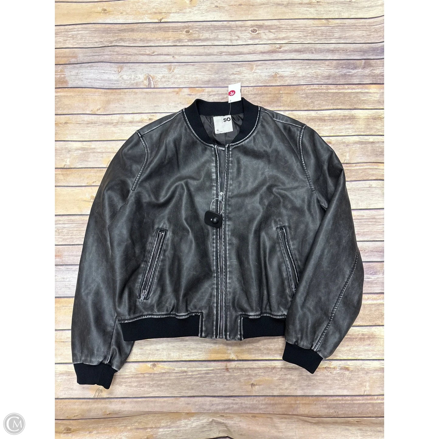 Jacket Moto By So In Grey, Size: Xl