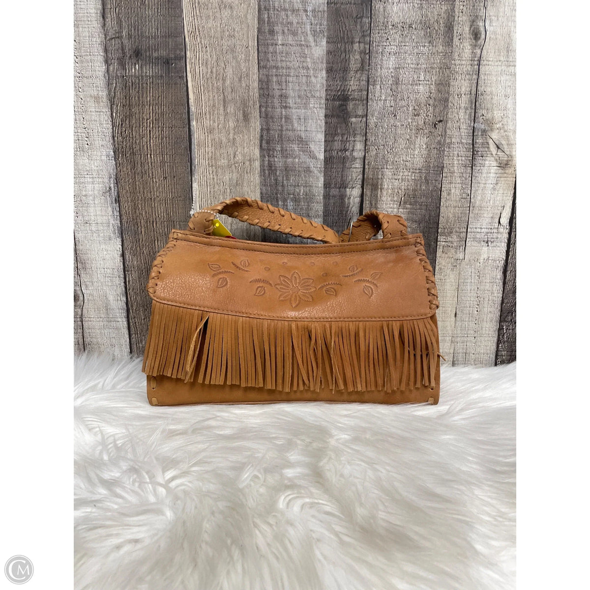 Handbag Leather By Fossil, Size: Medium