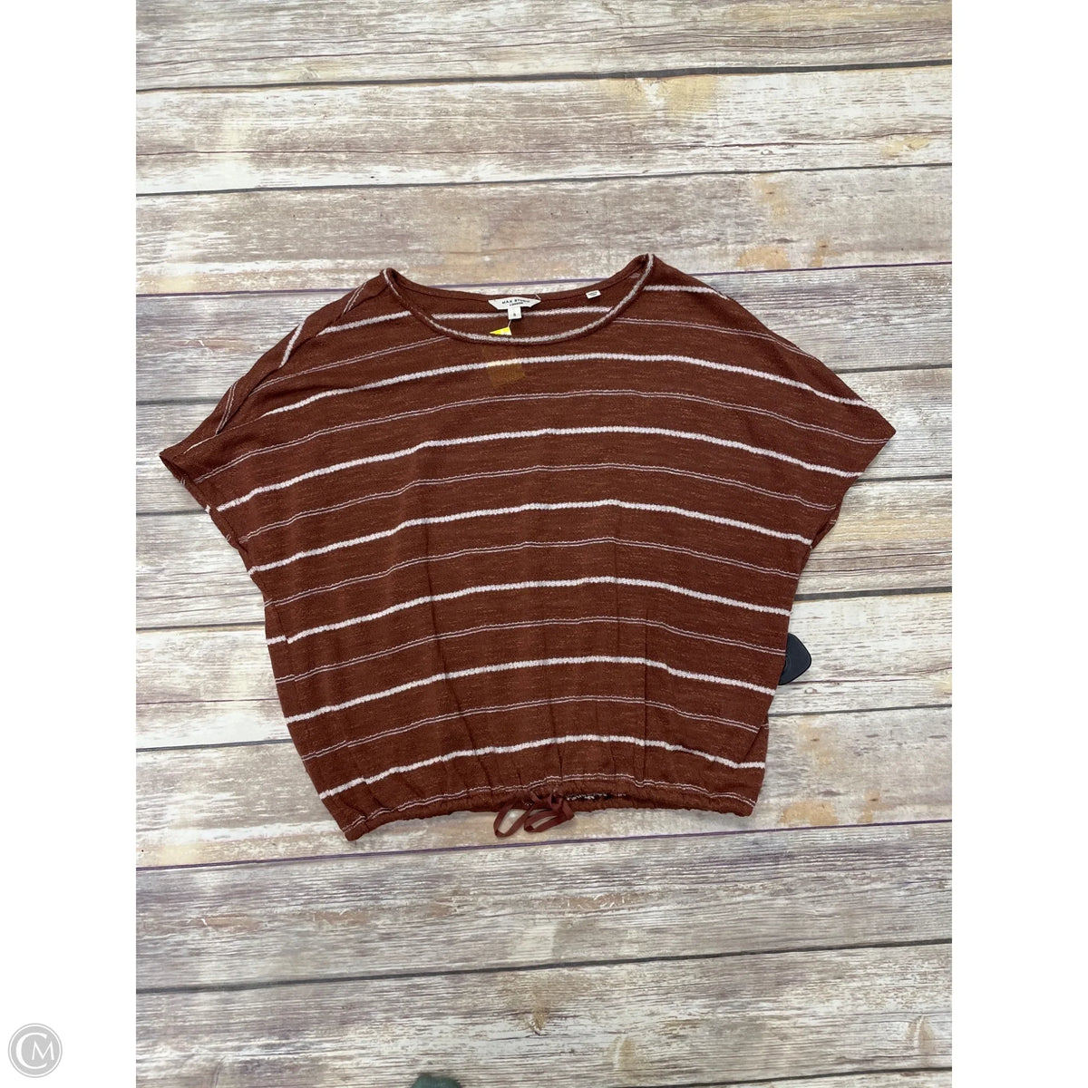 Top Short Sleeve By Max Studio In Striped Pattern, Size: S